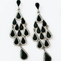 Teardrop V Half Rhinestone Trim Earring