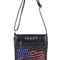 Wavy USA Flag & Mixed Rhinestone Scatter Messenger Bag