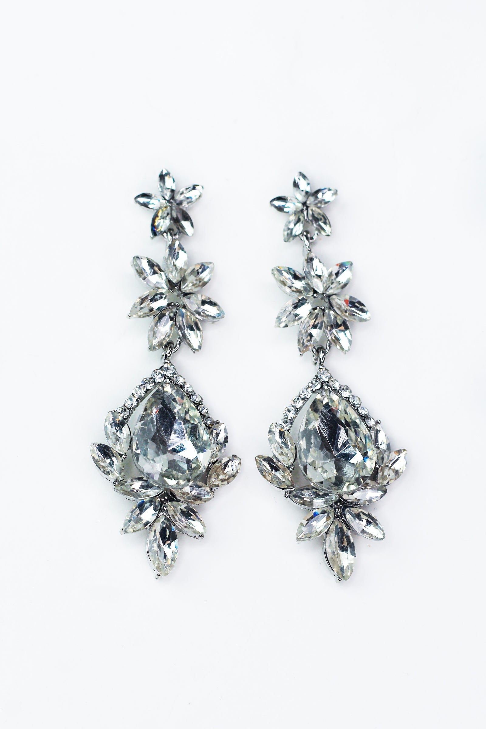 Almond Flower Top Teardrop & Almond Trim Bottom Earring