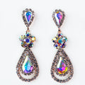 Flower Middle Two Row Trim Teardrop Earring