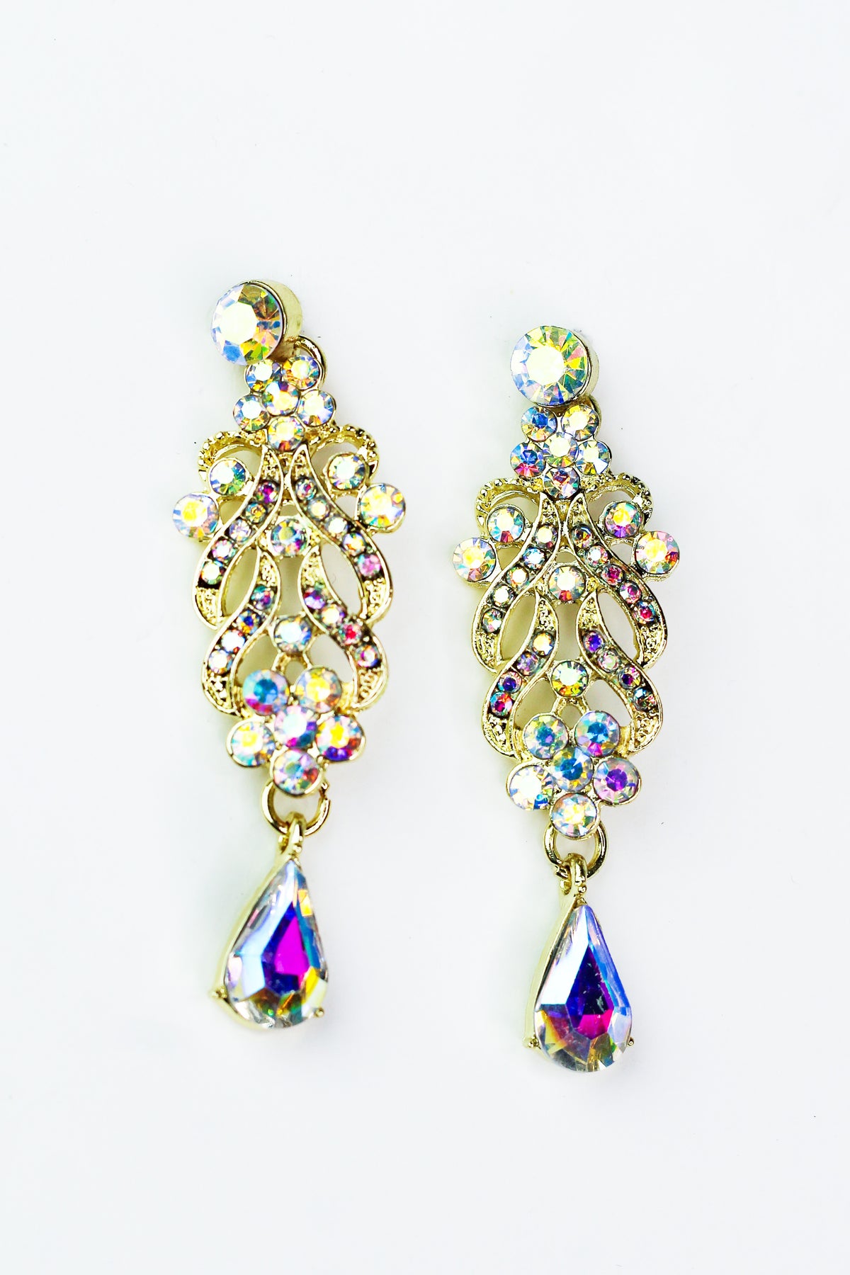 Rhinestone Swirl Teardrop Dangle Earring