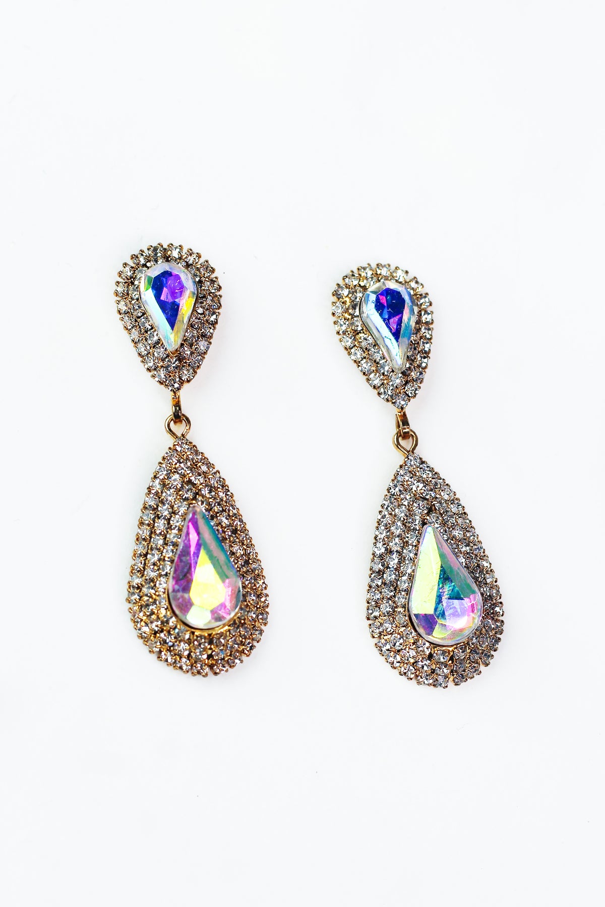 Teardrop Middle Thin 3 Row Trim Earring
