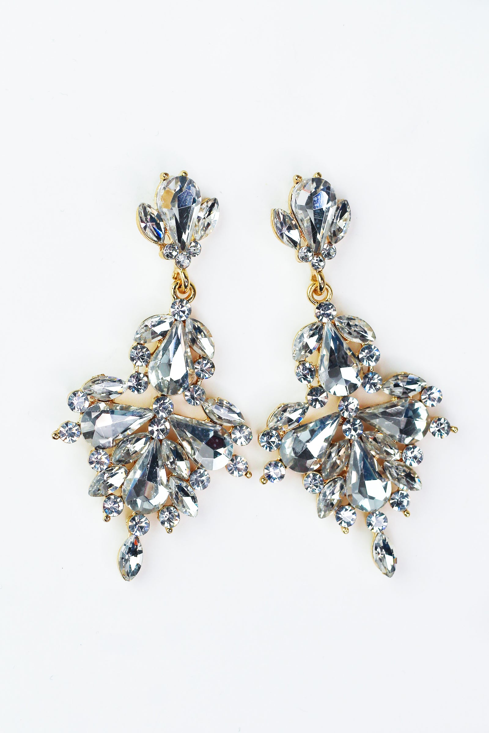 Four Teardrop Scatter Stone Point Earring