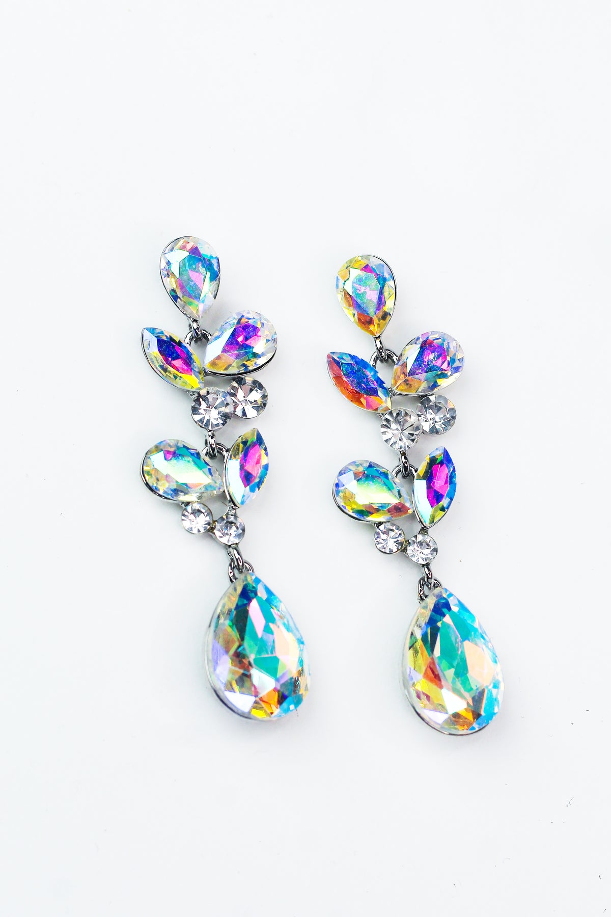 Almond Teardrop &amp; Two Stone Stagger Teardrop Earring