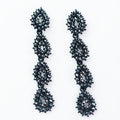 Filled 4 Rhinestone Teardrop Long Earring