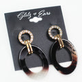 Rhinestone Ring Marble Open Oval Earring