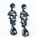 Five Almond Stone Open Design Teardrop Dangle Earring