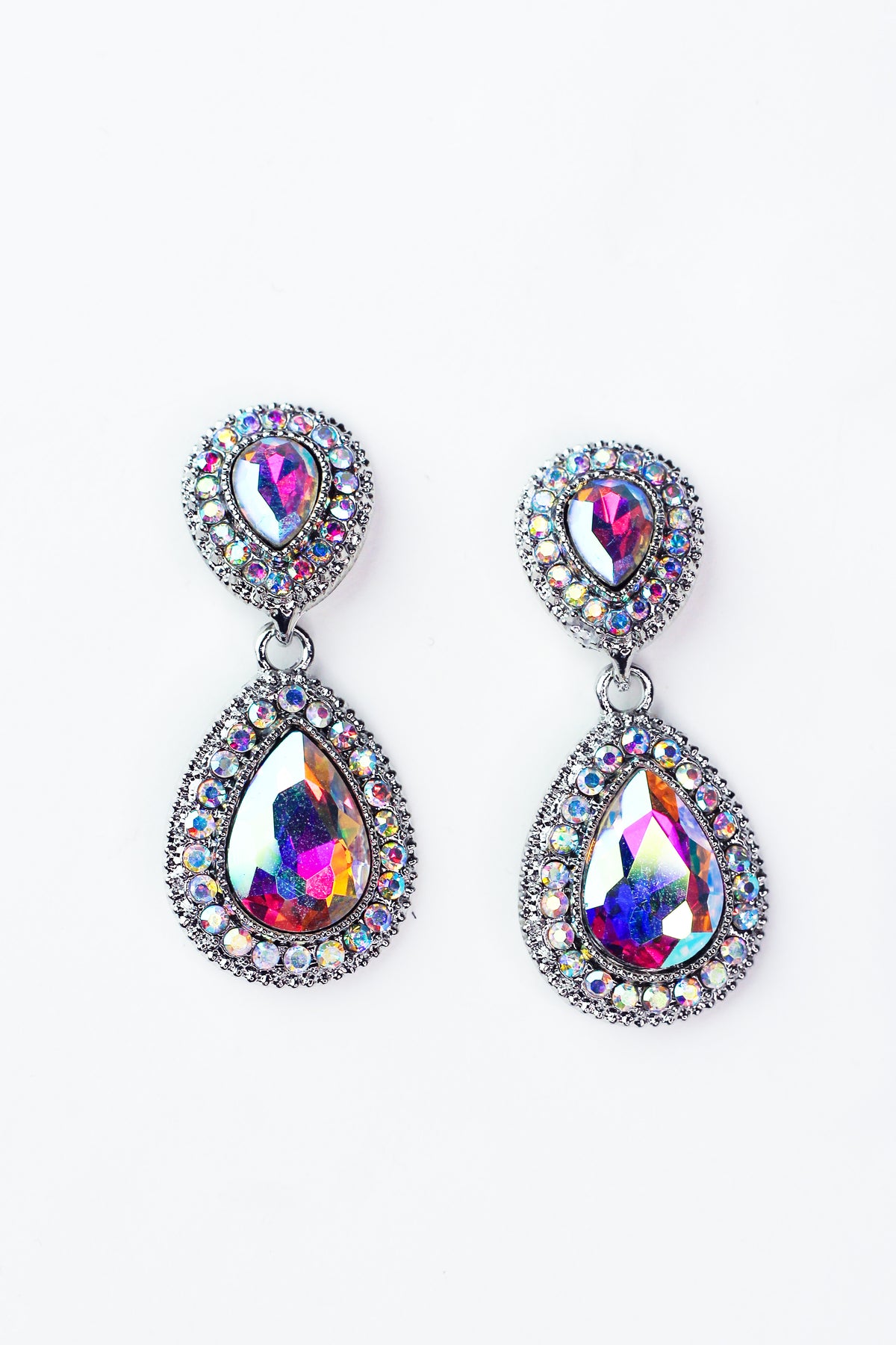 Rigid Trim Teardrop Stone with Trim Earring