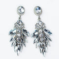 Oval Post Narrow Almond Sides Stones Middle Earring