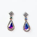 Diamond Post Circle Stone Teardrop Earring