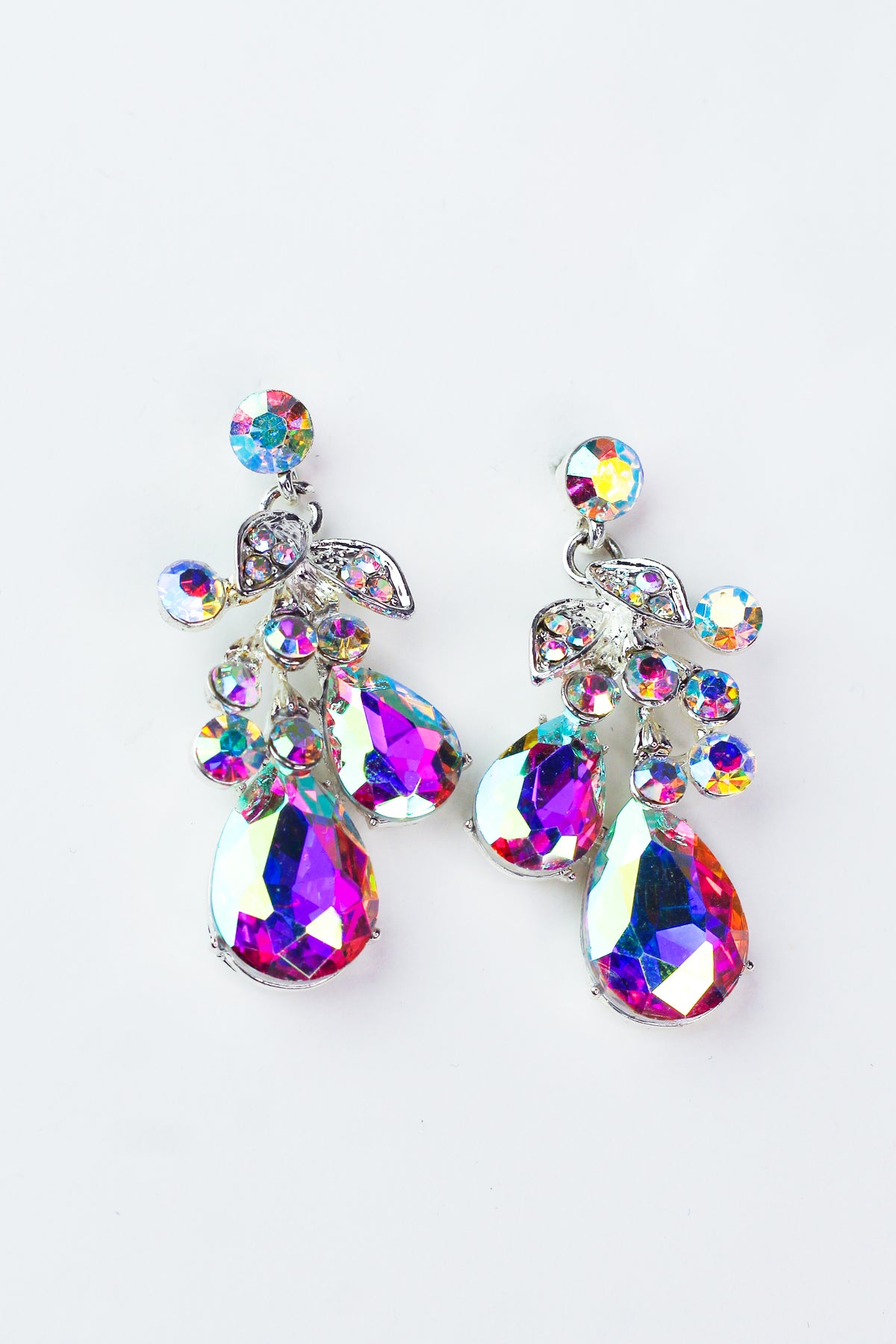Spaced Stones Two Teardrops Earring