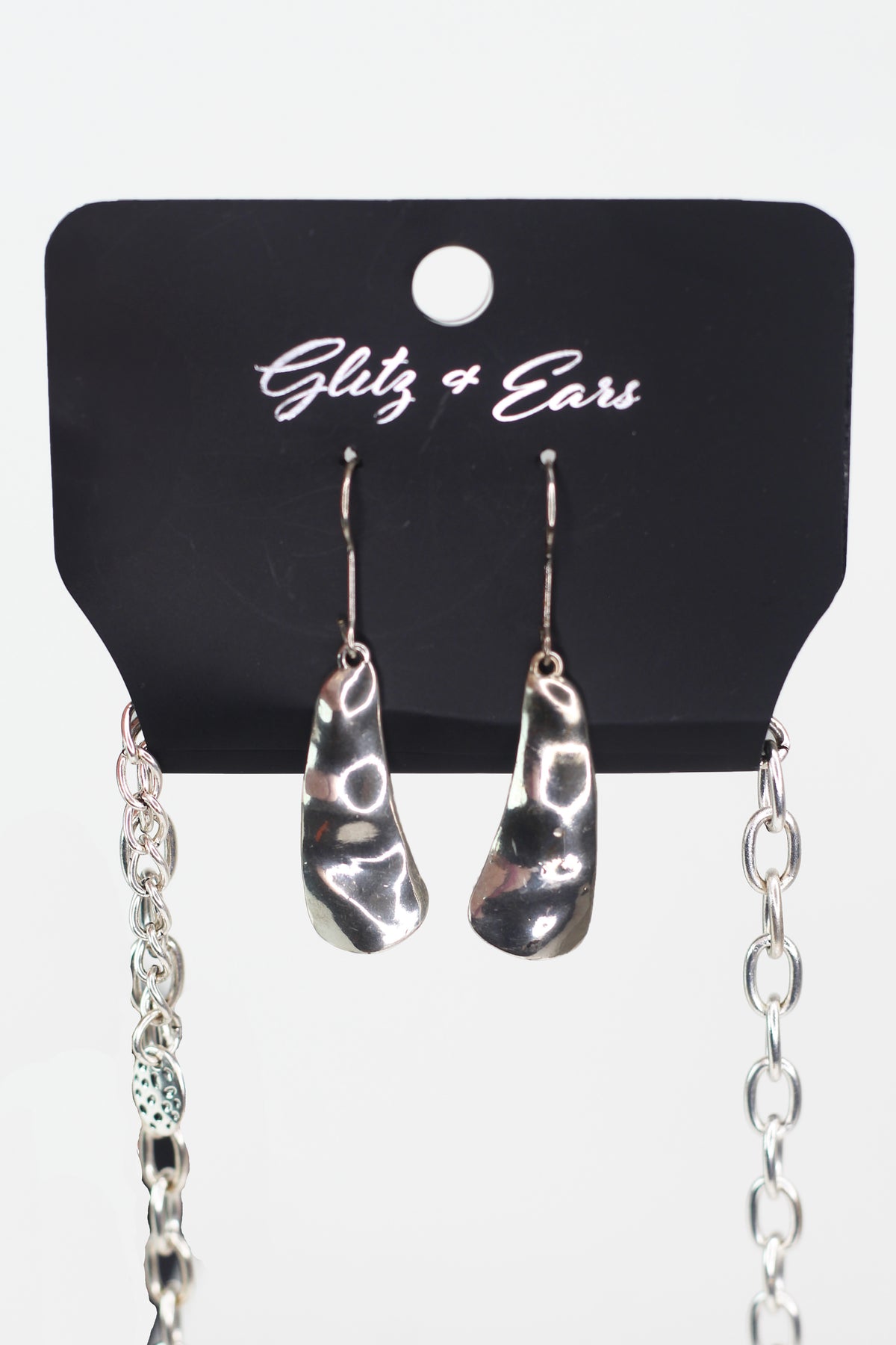 Large Oval Stone Metal Plate Sides Necklace