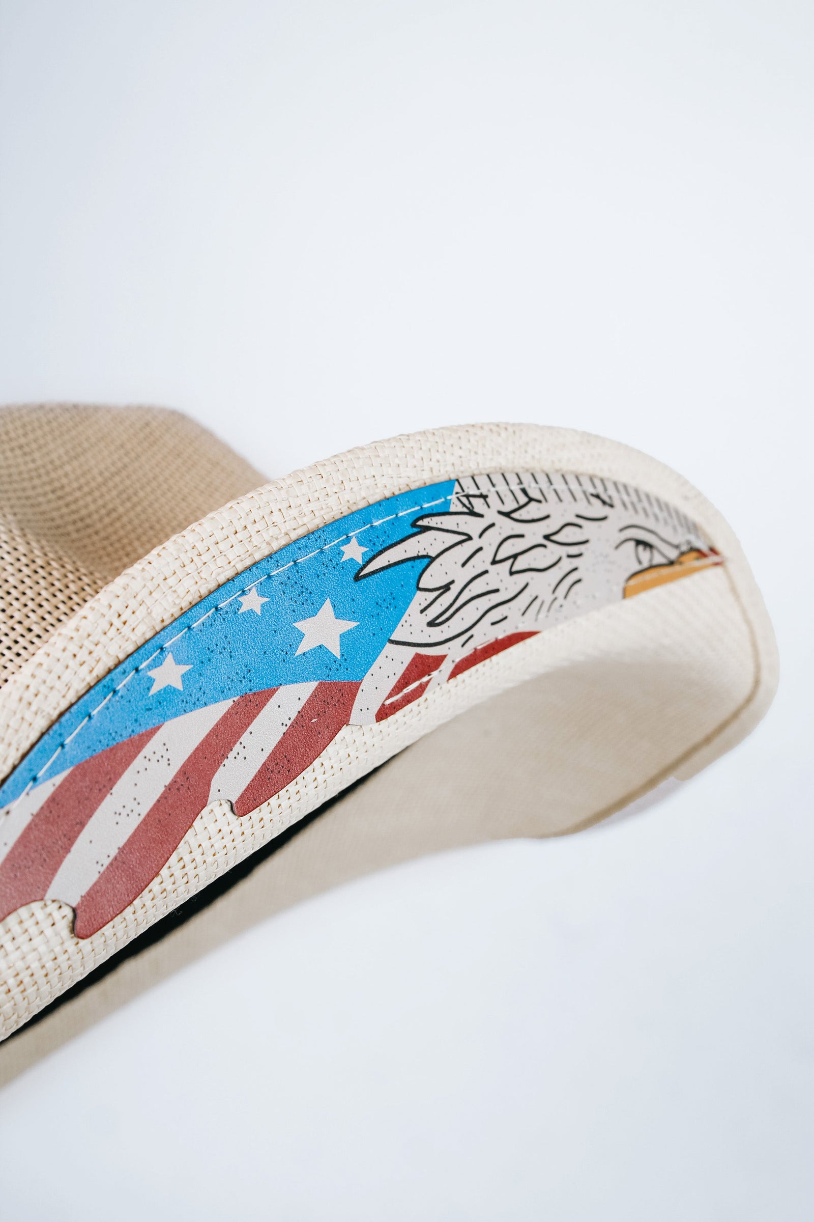 Straw Cowboy Hat w/ Patriotic Emblems