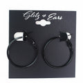Small Black Lever Back Hoop Earrings