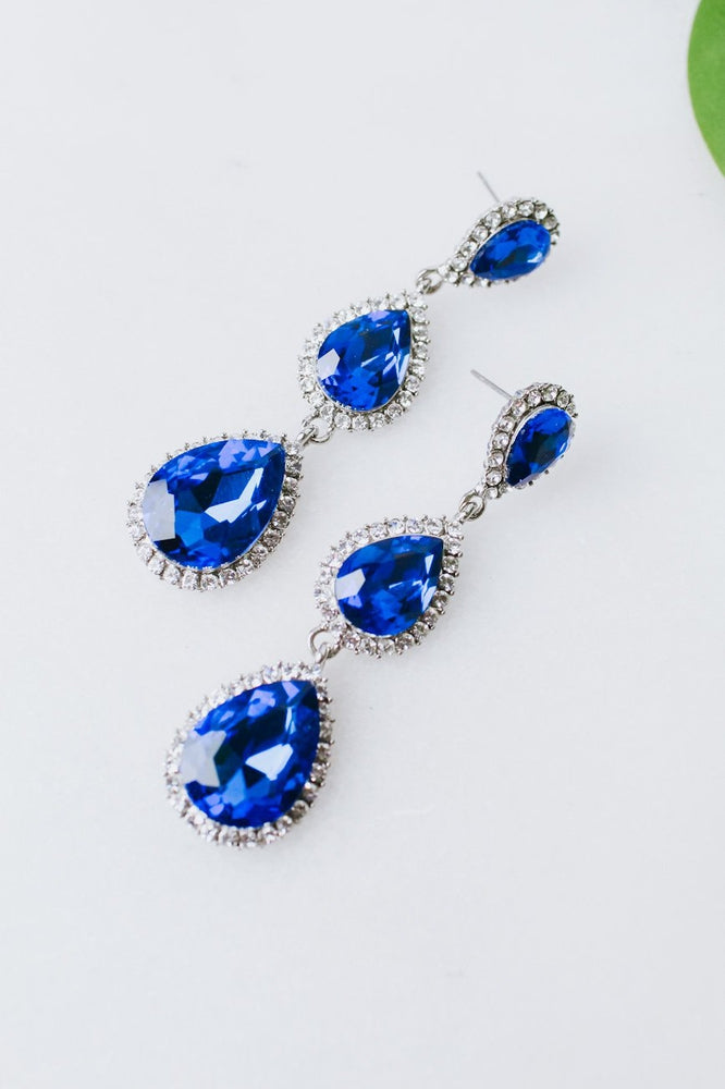 3 Teardrop Rhinestone Trim Earring - Glitz &amp; Ears Boutique