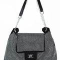All Rhinestone Front Purse w/ Flap Closure & Chain Strap