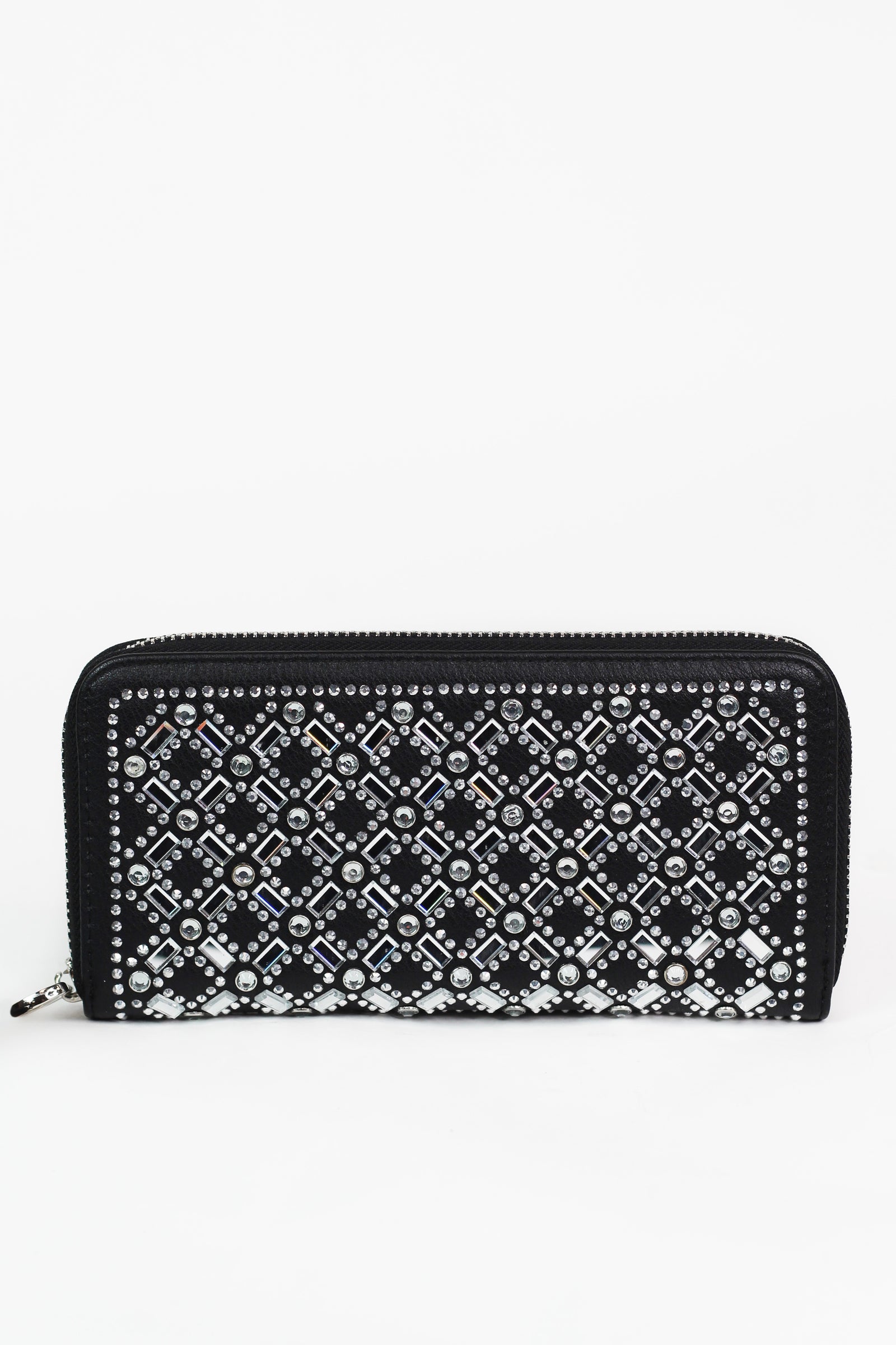Baguette & Round Rhinestone Criss Cross Wallet