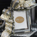 Stone Mirror Picture Frame w/ Ribbon Accents