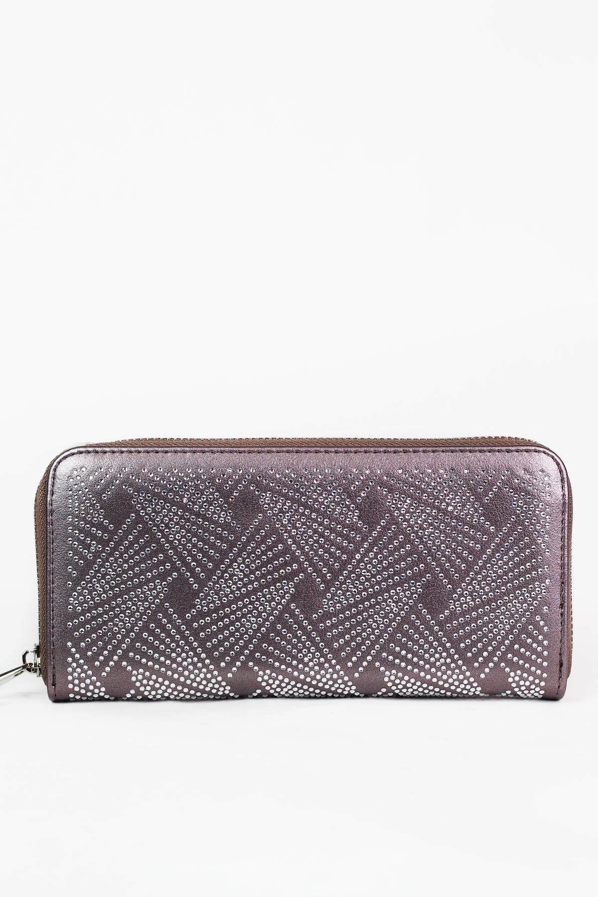 Rhinestone Triangle Burst Zip Around Wallet