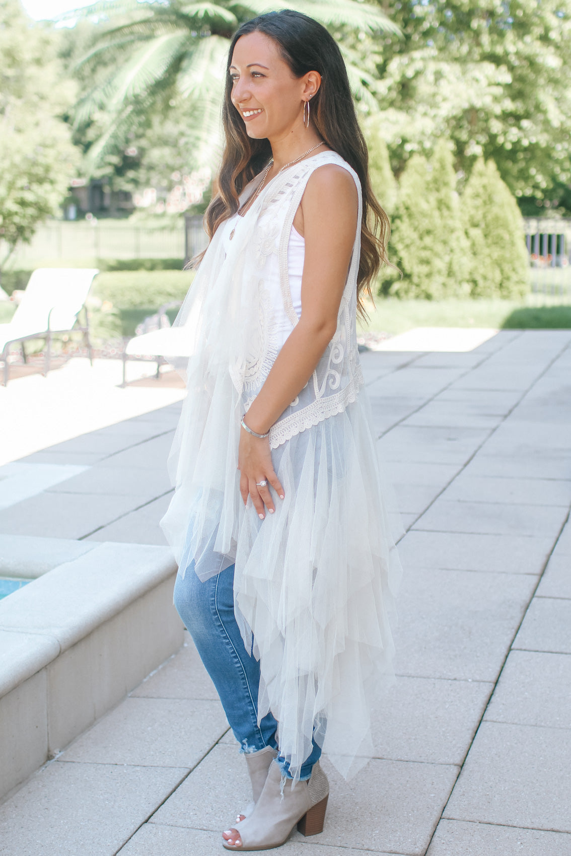 Tulle & Embroidered Layered Vest