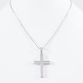 Long Three Row Pave Cross Necklace