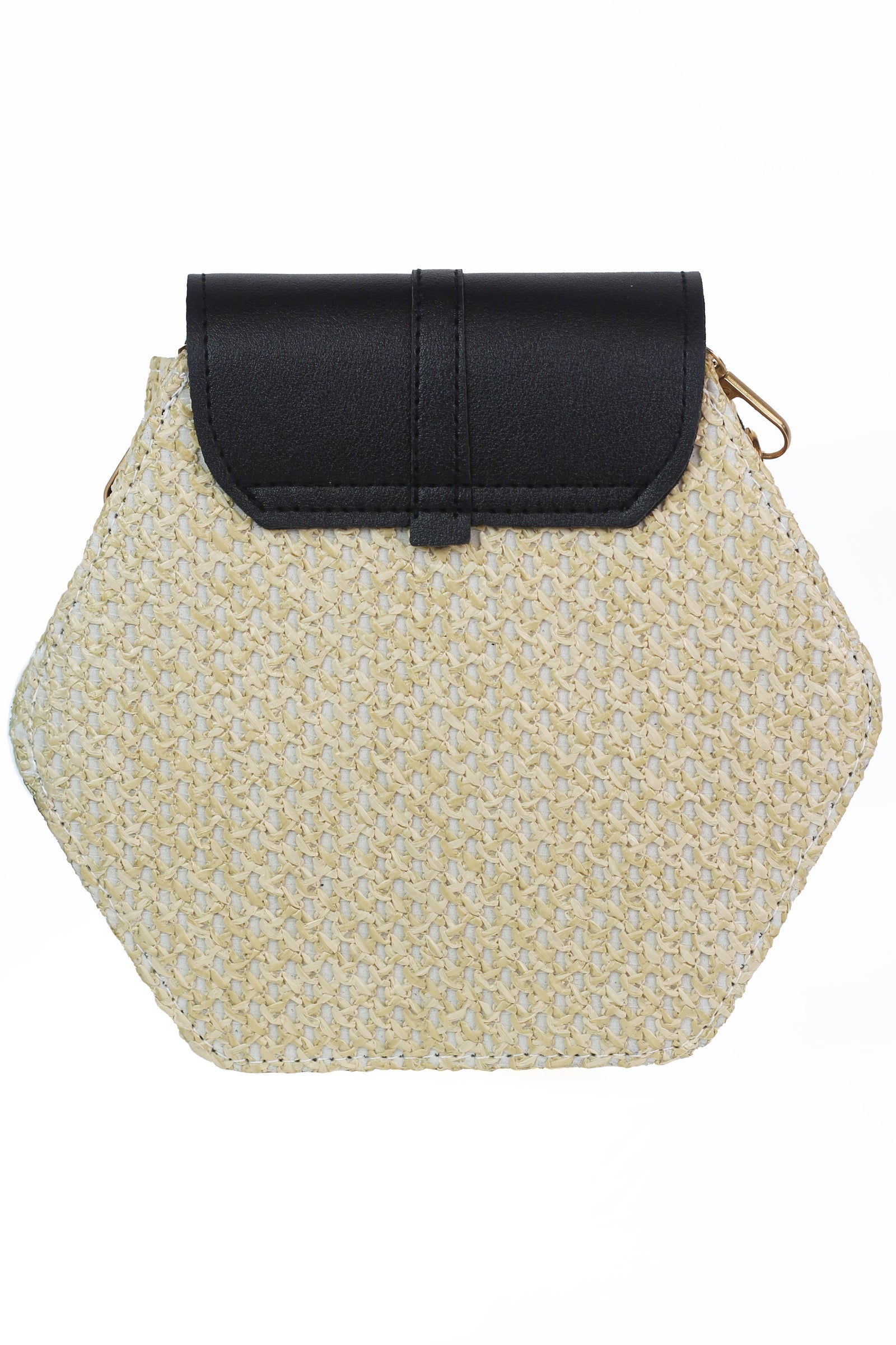 Cross Body Hexagon Straw Front Flap Tassel Handbag