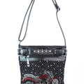 Rhinestone & Stud Motorcycle Design Messenger Bag