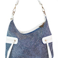 Rhinestone Front Curved Top Purse w/ Metallic Trim Side Zip Pockets