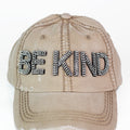 Distressed Rhinestone "BE KIND" Baseball Cap