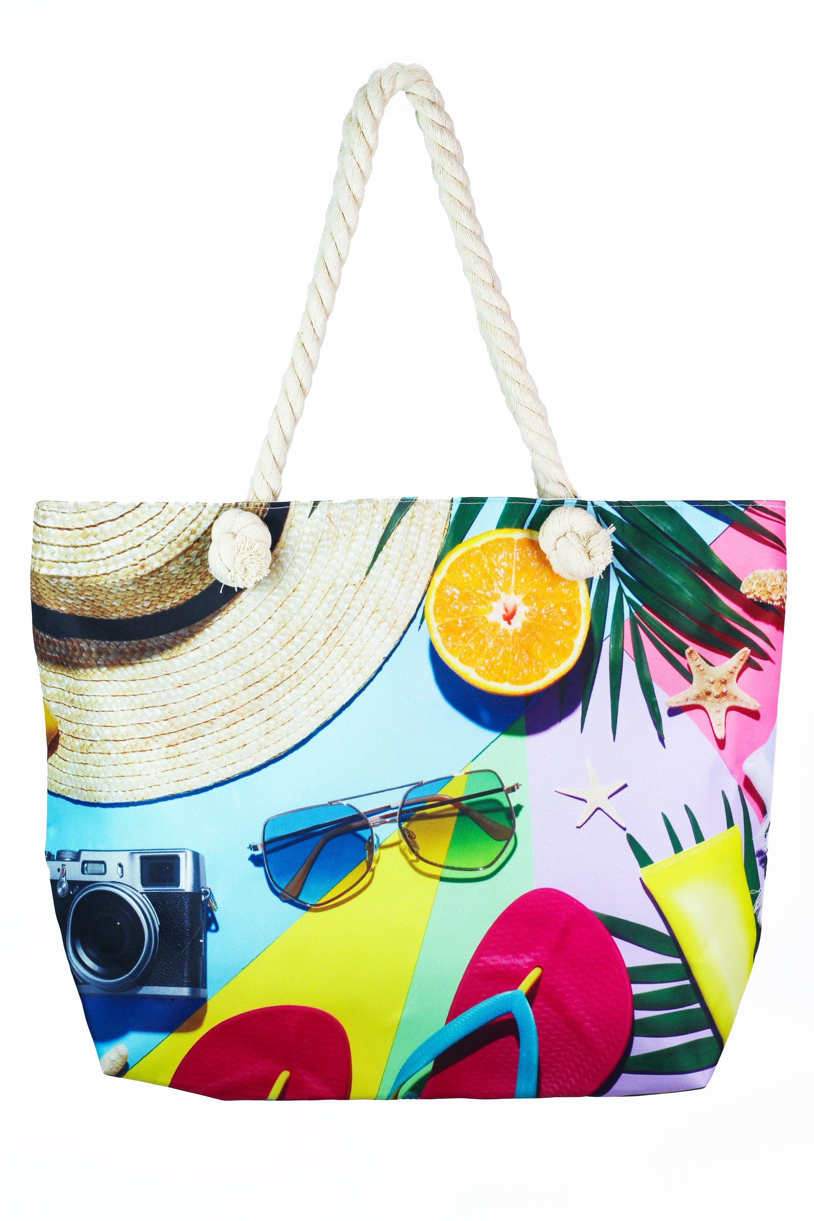 Beachy Canvas Tote w/ Rope Handles