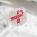 Rhinestone Breast Cancer Awareness Ribbon Compact Mirror