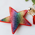 Rhinestone Puff Rainbow Star Keychain