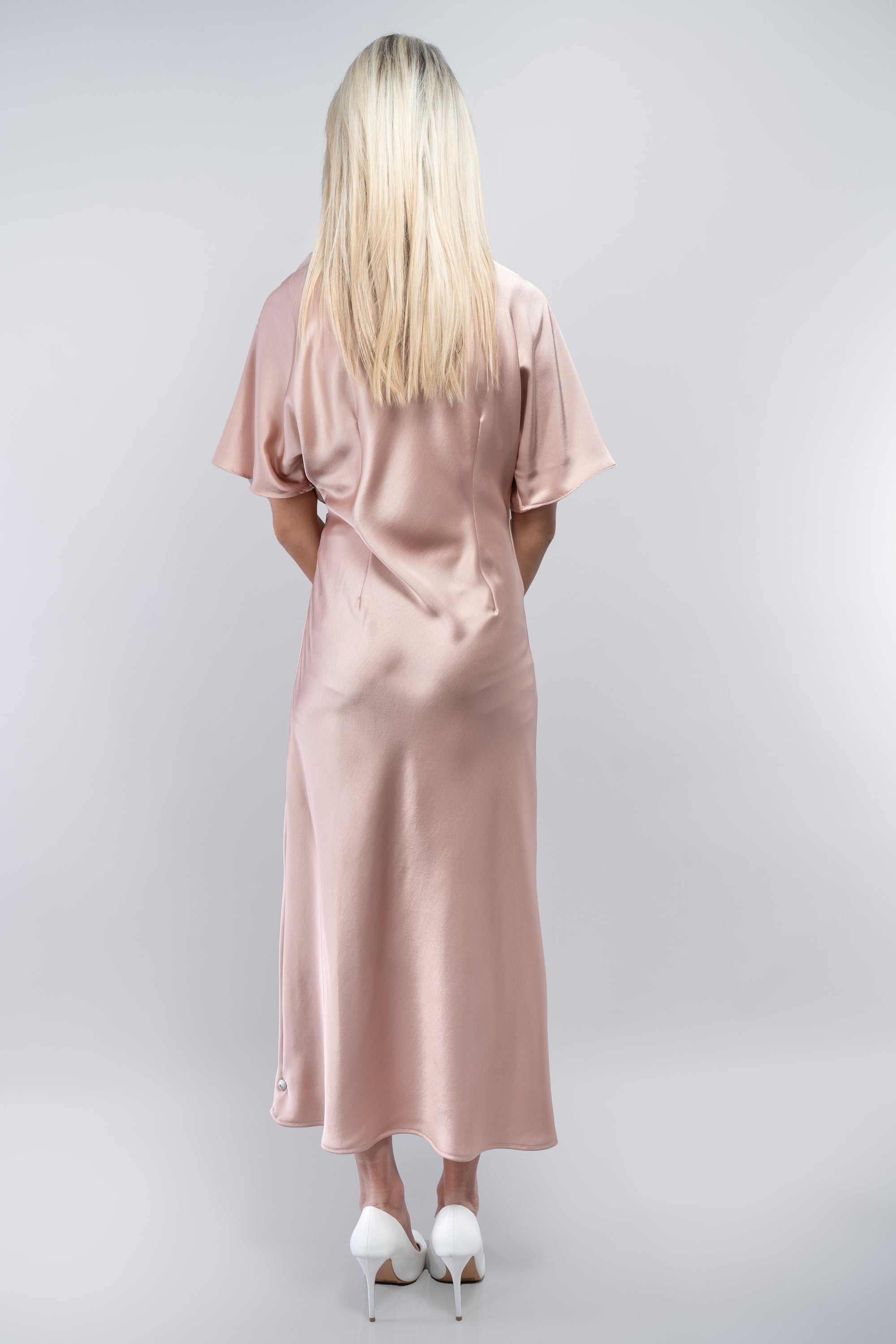 Knotted Satin Midi Dress