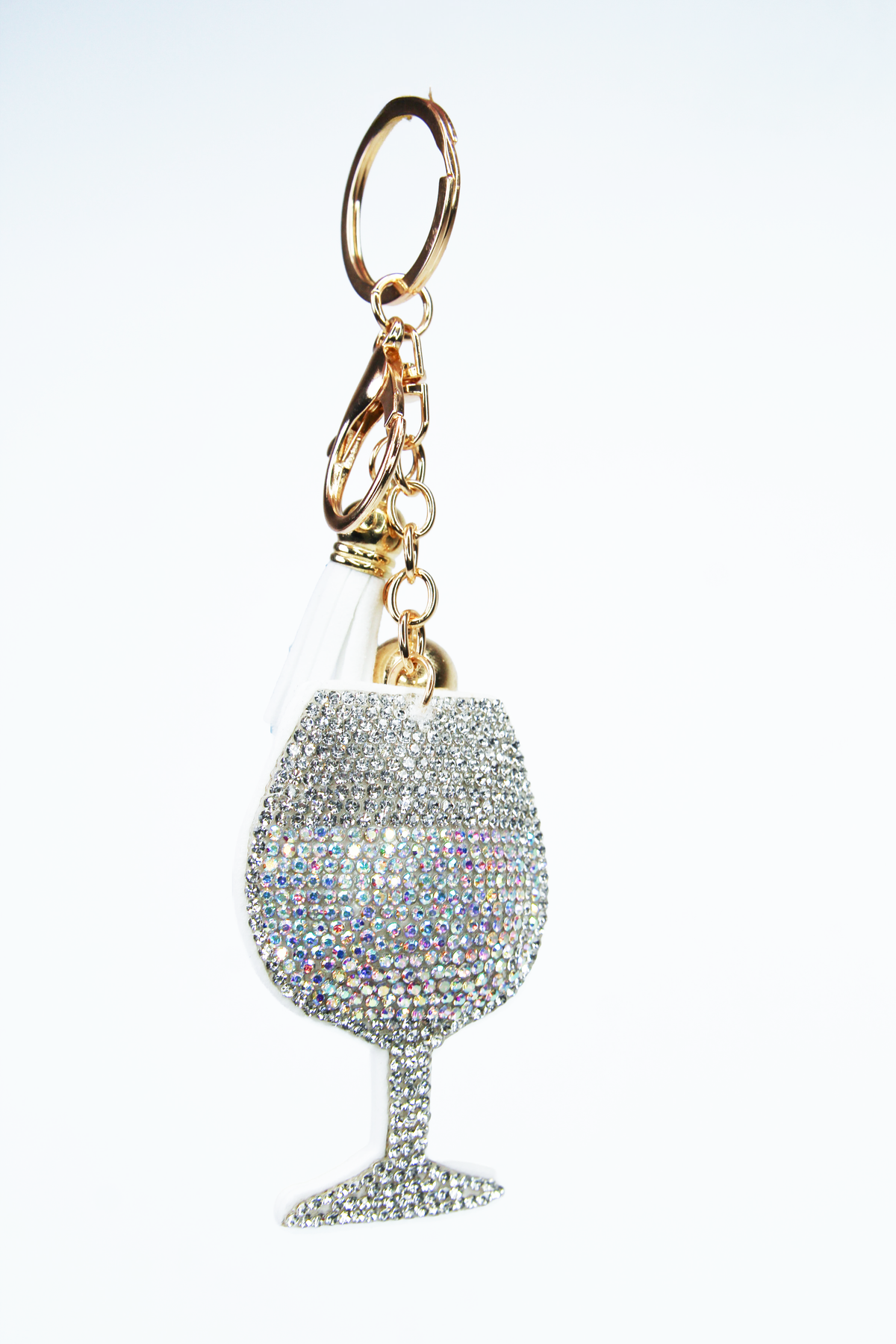 Rhinestone Puff Wine Glass Keychain