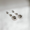 3 Teardrop 2 Rhinestone Trim Bottom Earrings