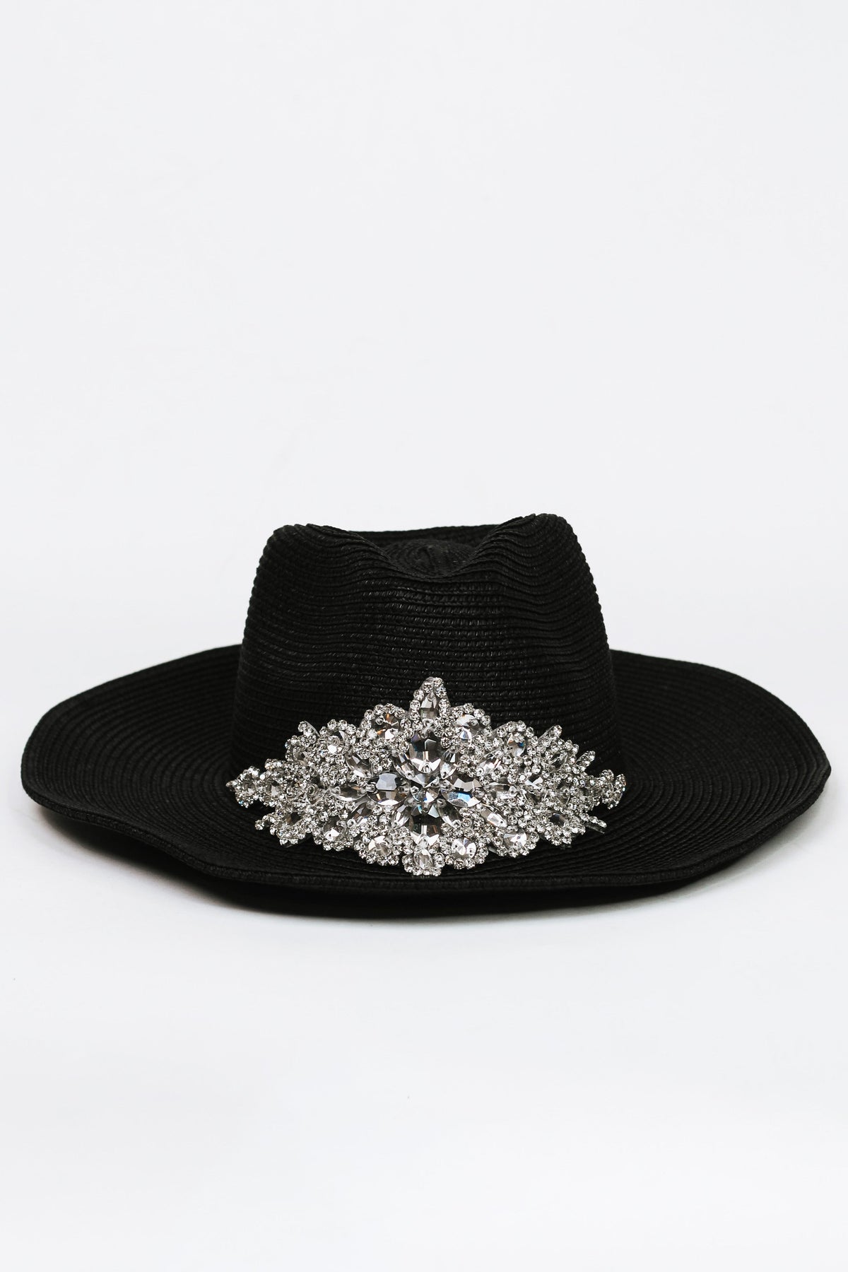 Rhinestone Applique Straw Cowboy Hat