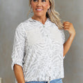 Button Up Double Sequin Pocket Drawstring Waist
