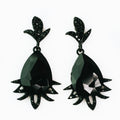 Black Teardrop Earring With Bottom Spikes