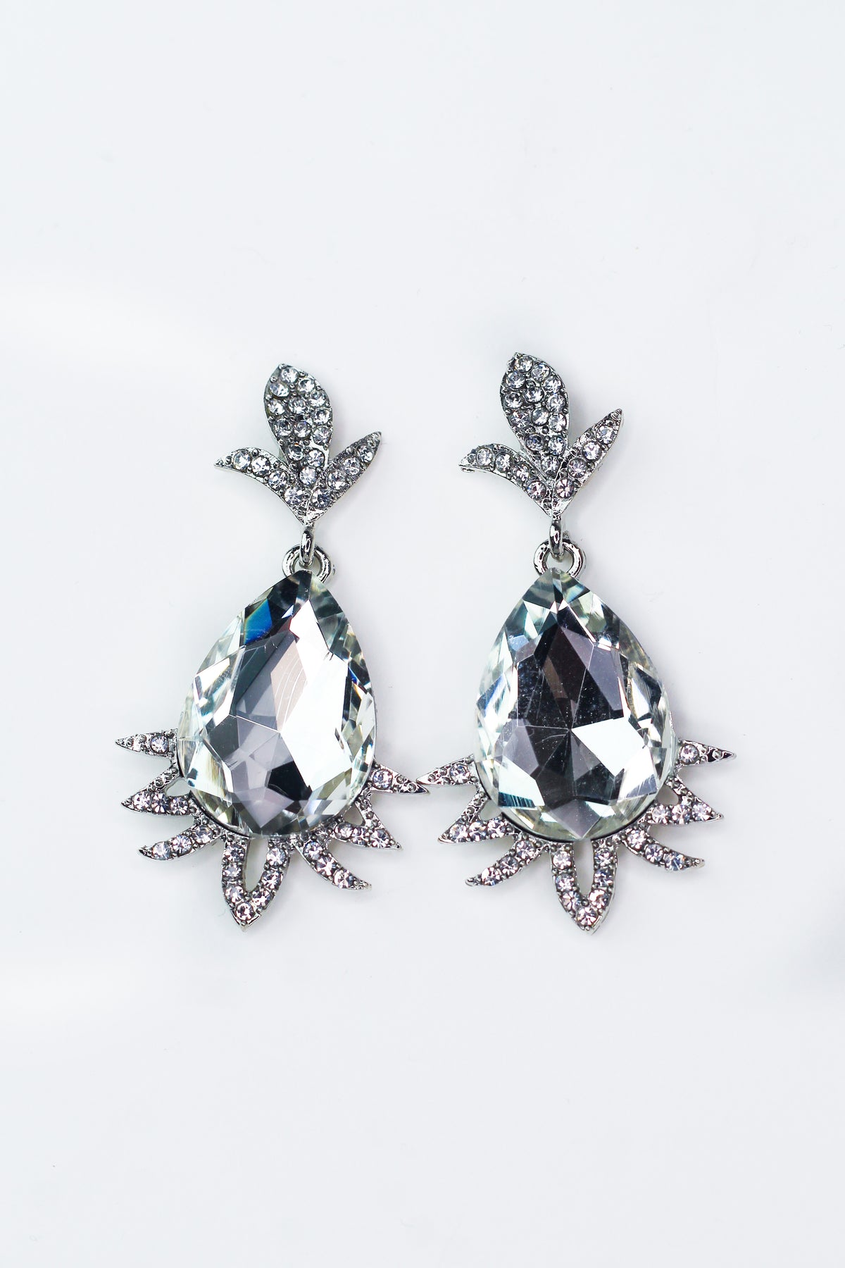 Silver Teardrop Earring With Bottom Spikes