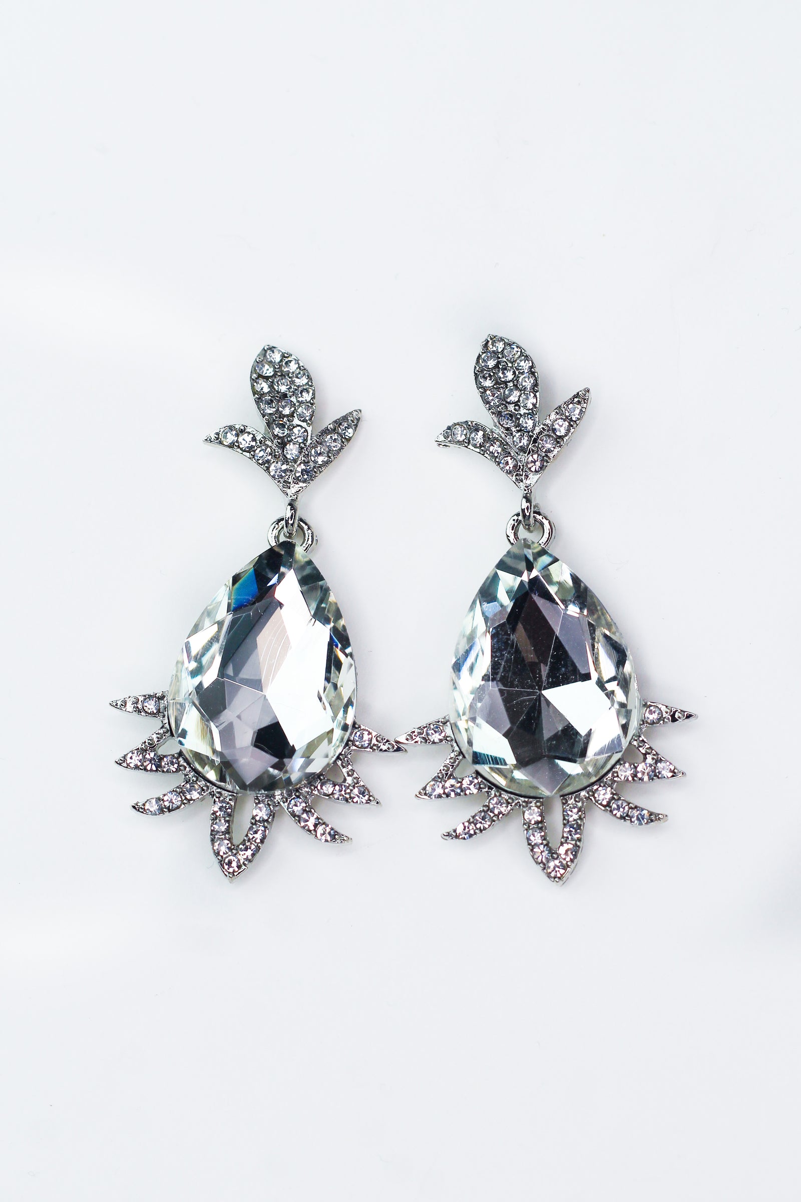 Silver Teardrop Earring With Bottom Spikes