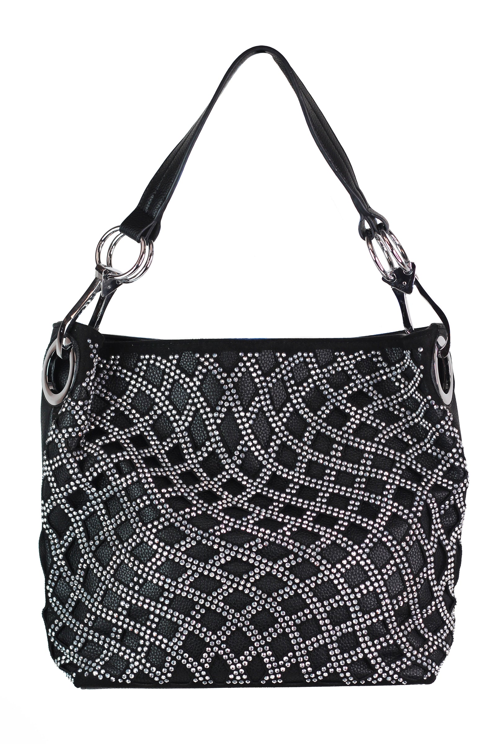 Rhinestone Wavy Criss Cross & Cutouts One Strap Handbag