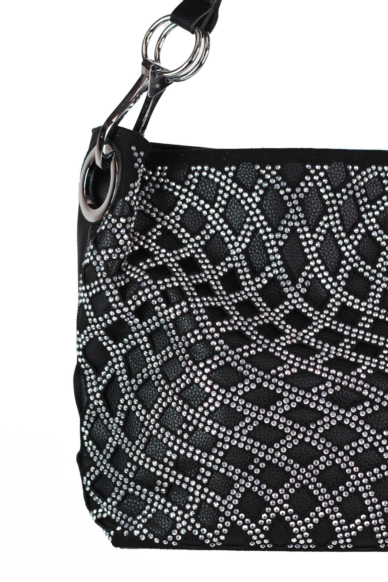 Rhinestone Wavy Criss Cross & Cutouts One Strap Handbag