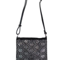 Diamond Shape Design Multi Sized Rhinestone Studded Accent Messenger Bag