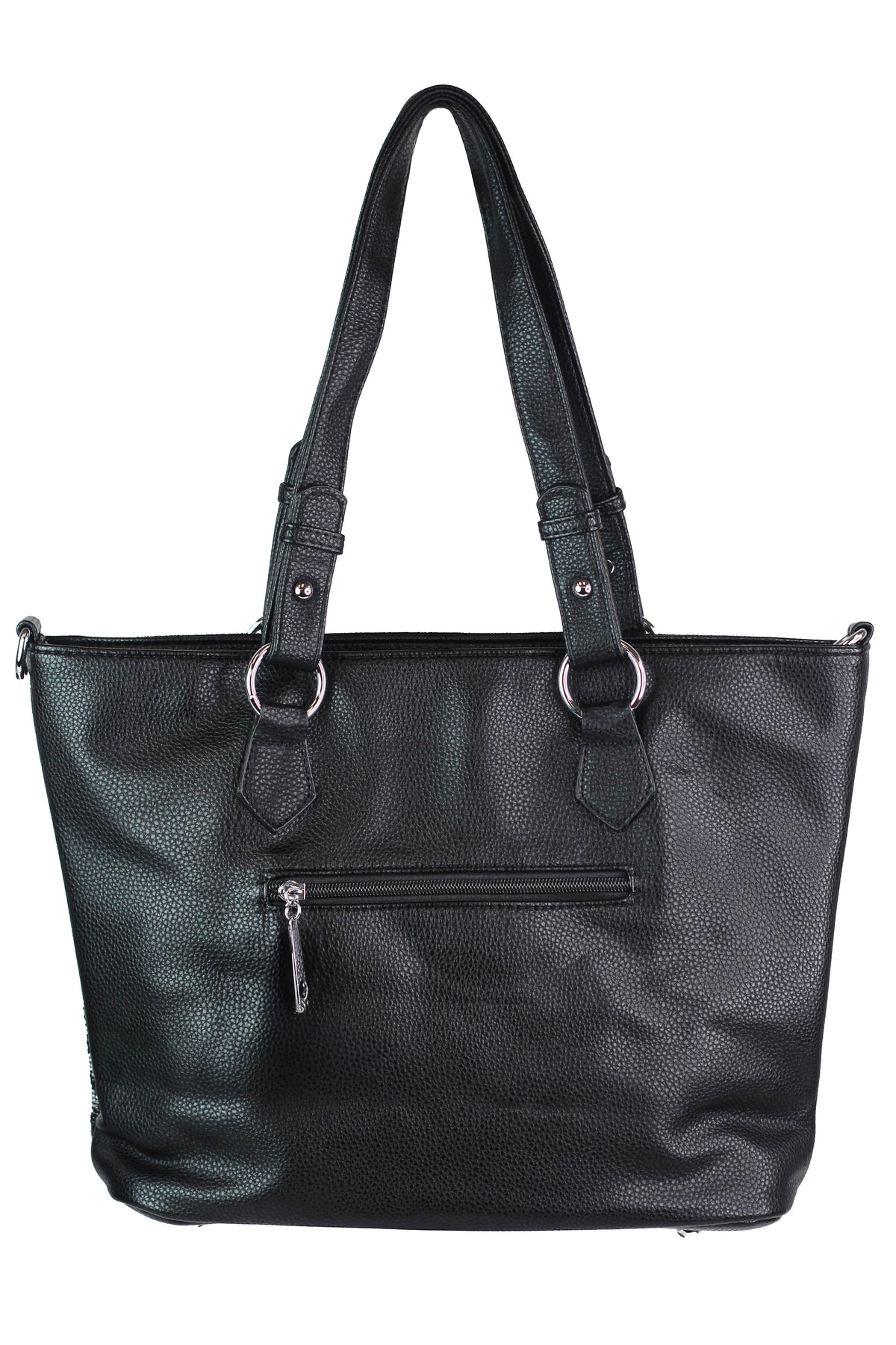 Woven Look Rhinestone Design Handbag w/ Tassel