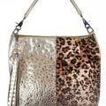 Half Leopard Half Shimmer Purse w/ Rhinestones & Tassel