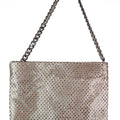 Rhinestone Mesh Covered Satin Pouch w/ Chain Strap