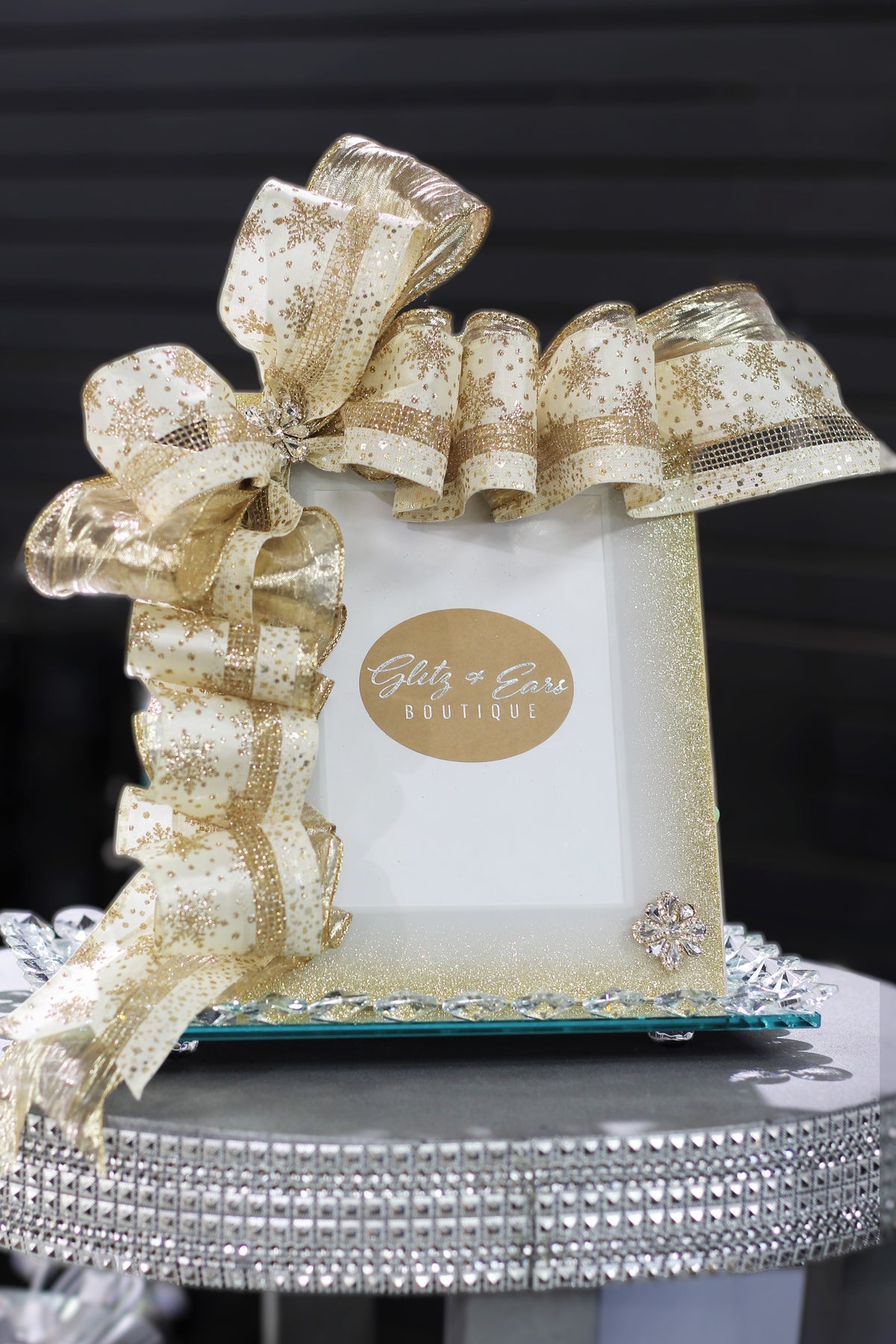 Glitter Clear Picture Frame w/ Ribbon Accents