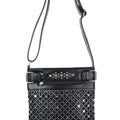Diamond Cutouts and Square & Round Stones Front Messenger Bag