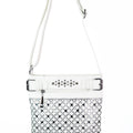 Diamond Cutouts and Square & Round Stones Front Messenger Bag