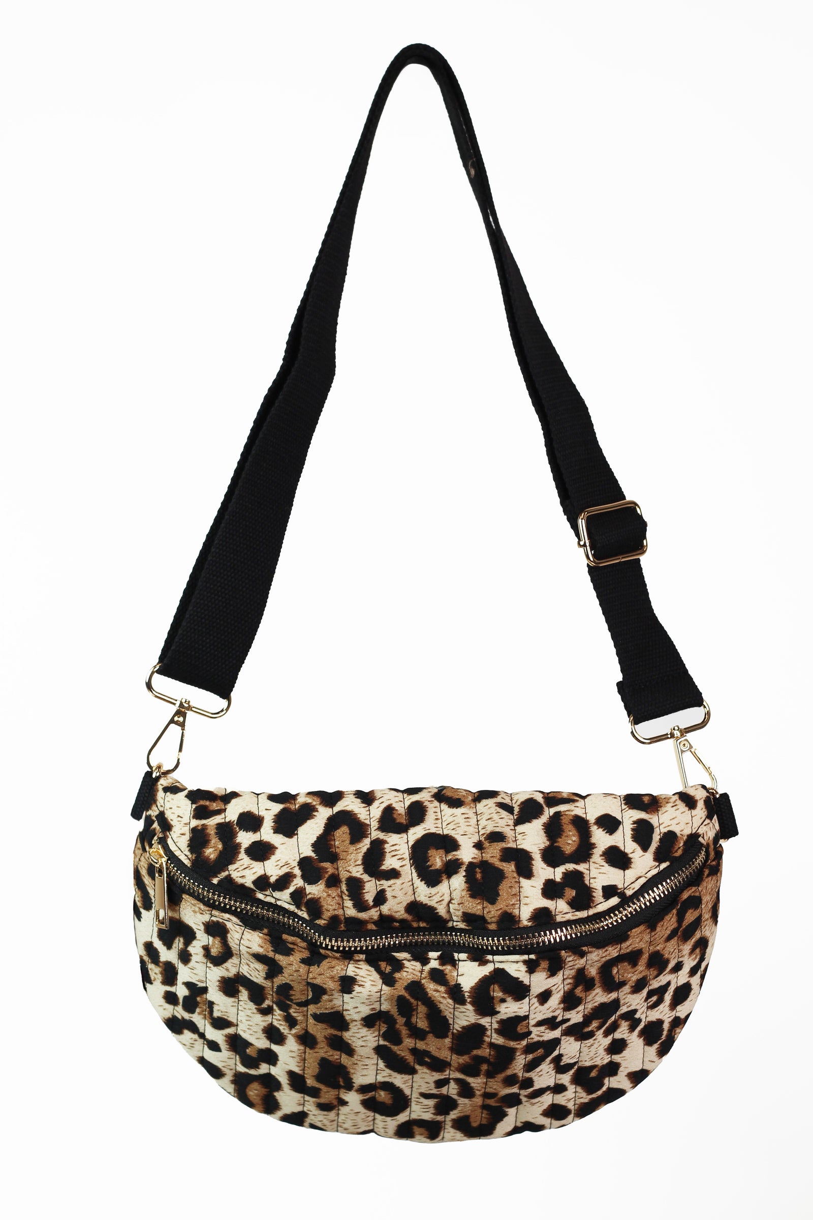Leopard Quilted Belt Sling Bag